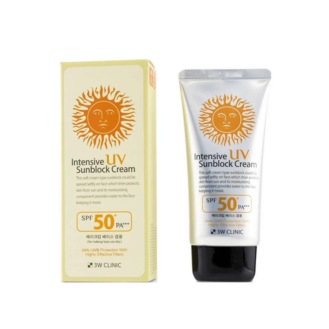3W Clinic Intensive UV Sunblock Cream SPF 50+ PA+++ Made in korea ๐ฐ๐ท